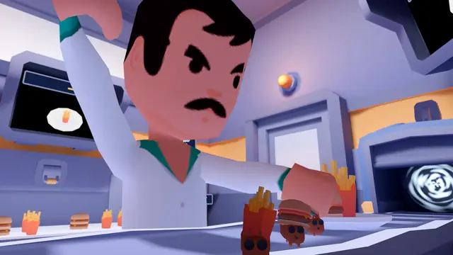 Ants carrying off a burger and fries